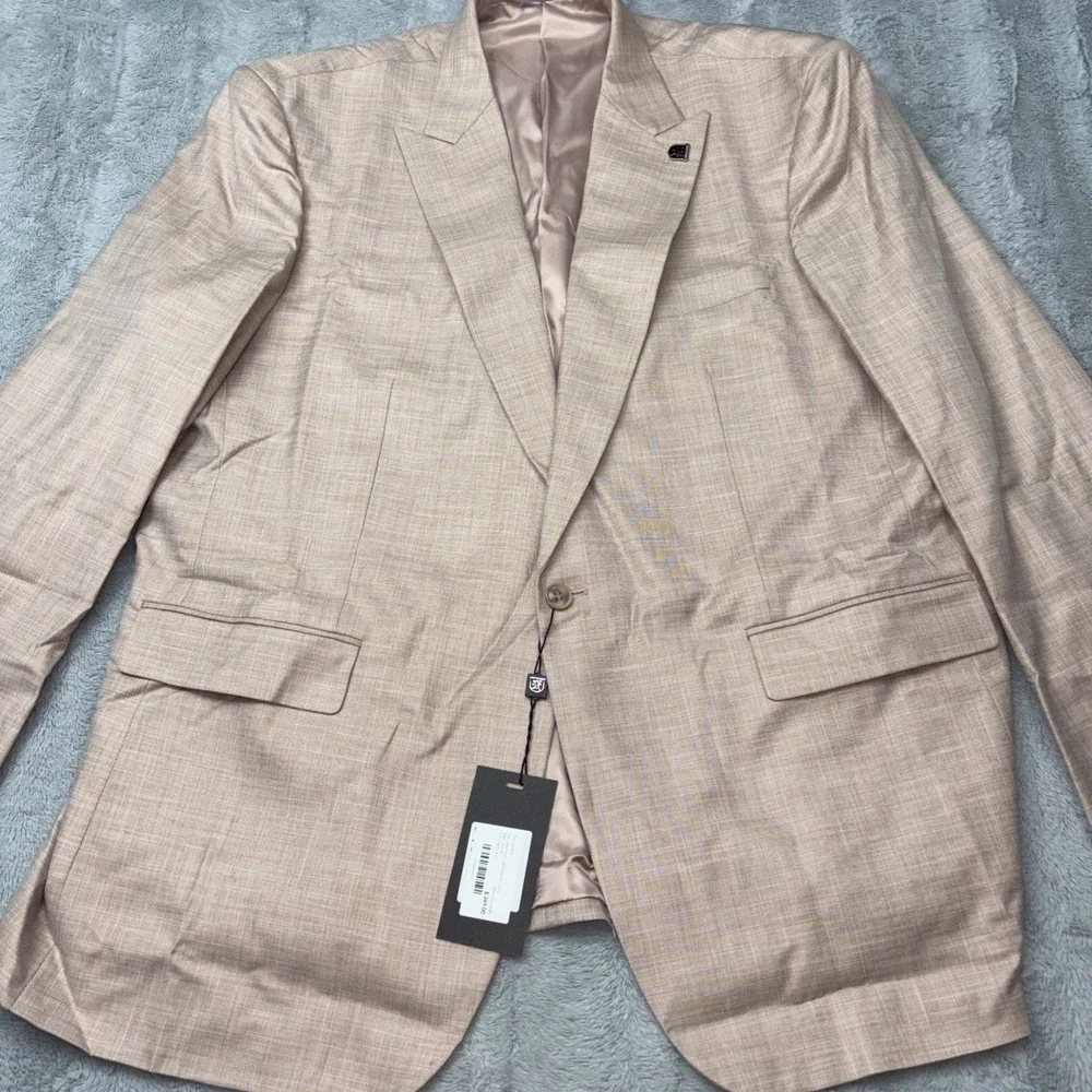 Stacy Adam's Active Stretching Light Camel Suit Jacket And Vest‎ 52L NWT